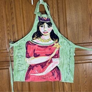 Julia Junkin Artist Apron • Rare Whimsical Queen Design • Colorful Kitchen Art